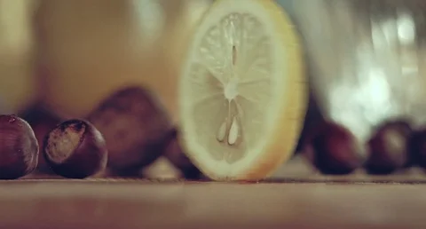 Juicy lemon. Lemon in water splashes. Stock Footage 80245455