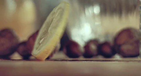 Juicy lemon. Lemon in water splashes. Stock Footage 80245505