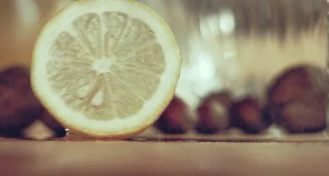 Juicy lemon. Lemon in water splashes. Stock Footage 80245526