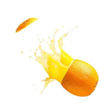 Juicy orange is exploding juicy orange is exploding, cut out from white ba... 库存照片