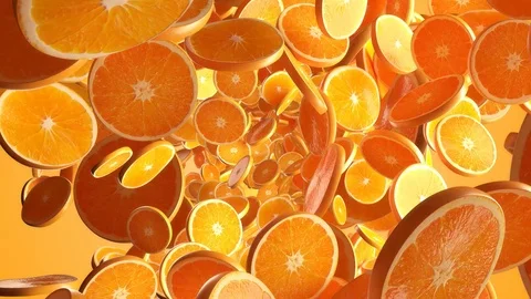Juicy Orange Slices in a Seamless Loop with Background Stockbeeldmateriaal 106424245
