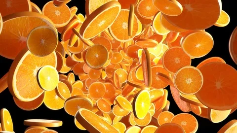 Juicy Orange Slices in a Seamless Loop with No Background Stockbeeldmateriaal 106424282