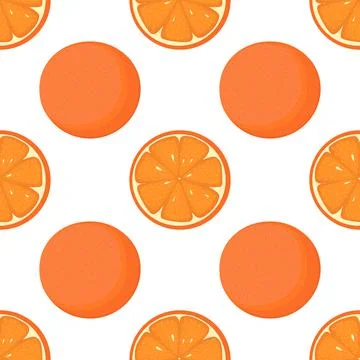 Juicy orange vegan fruit vector flat seamless pattern Stock Illustration