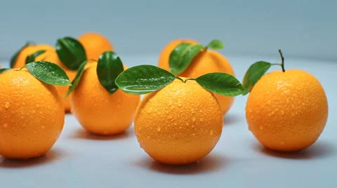 Juicy oranges on white background Stock Footage 48150532