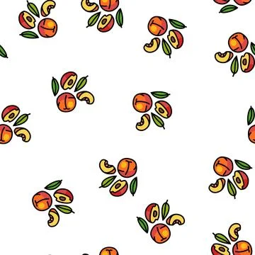 Juicy peach cut vector seamless pattern Stock Illustration