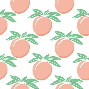 Juicy peaches seamless summer pattern vector illustration Illustrazione stock