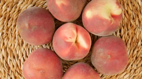 Juicy peaches on the table. 스톡 동영상 303199797