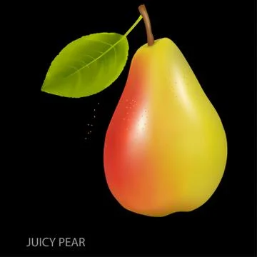 Juicy pear on a black background Stock Illustration
