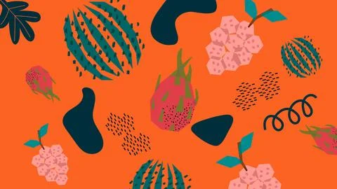 Juicy Pineapple and Grape Fruit Background Stock Illustration