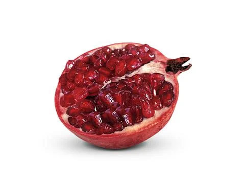 Juicy pomegranate fruit isolated on white background Stock Photos