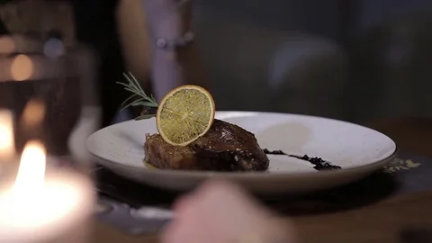 Juicy pork steak close-up. Stock Footage 82082656