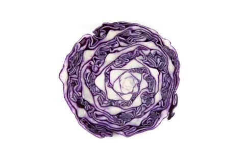 Juicy red cabbage on white background Stockfoto's