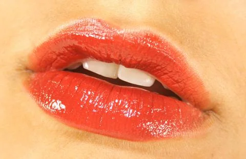Juicy red lips Stock Photos