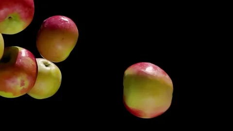 Juicy Red-Sided Apples Flying in Slow Motion Stock Footage 314110916