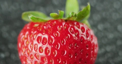 Juicy Red Strawberry Sprayed w/ Mist Video stock 138541856