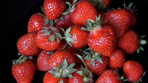 Juicy ripe strawberry. Stock Footage