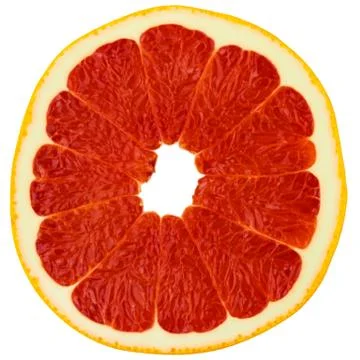 Juicy slice of grapefruit on an isolated white background Foto stock