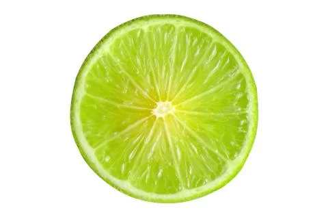 Juicy slice of lime isolated on white, with clipping path Stock Photos