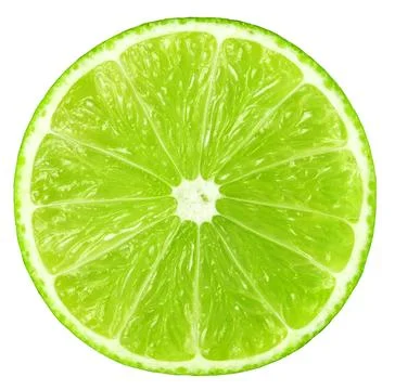 Juicy slice of lime isolated on white, with clipping path Stock Photos