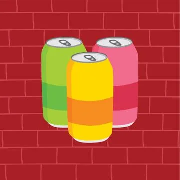 Juicy soft drink cans Illustrazione stock