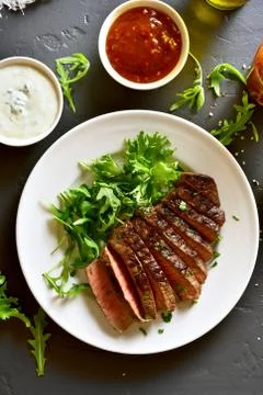 Juicy steak medium rare beef Stock Photos