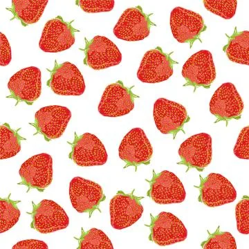 Juicy strawberries closeup seamless pattern Stock Illustration