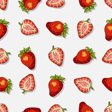 Juicy Strawberry Seamless Pattern Stock Illustration
