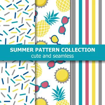 Juicy summer pattern collection. Pineapple theme. Summer banner. Stock Illustration