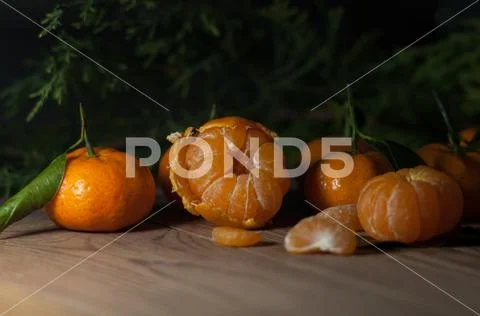 Juicy tangerines. Still life. Stock Photos