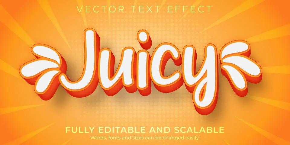 Juicy text, 3d orange editable text effect Stock Illustration