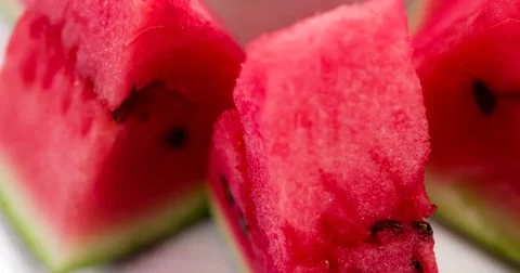 Juicy Triangular Pieces of Watermelon 4K Stock Footage 80648911