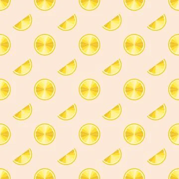 Juicy tropical print. Seamless pattern of yellow lemon slices Stock Illustration