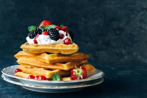 Juicy waffles Stock Photos