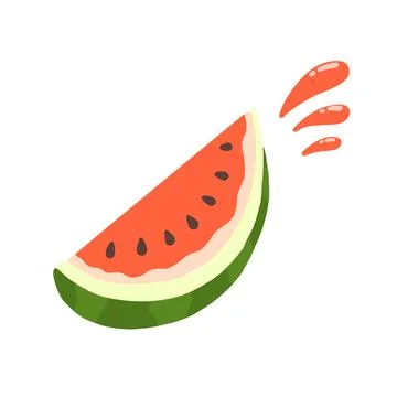 Juicy watermelon slice in flat cartoon style Stock Illustration