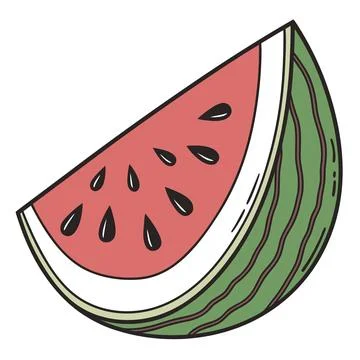 Juicy Watermelon Slice Flat Design Stock Illustration
