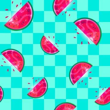 Juicy watermelon slices seamless pattern. Stock Illustration