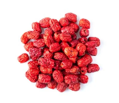 Jujube Chinese dried on white background. top view Stock Photos