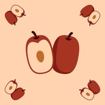 Jujube fruit seamless for pattern fabric, simple jujube fruit cute repeat i.. Stock Illustration