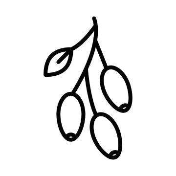 Jujube icon linear logo mark in black and white Stock Illustration