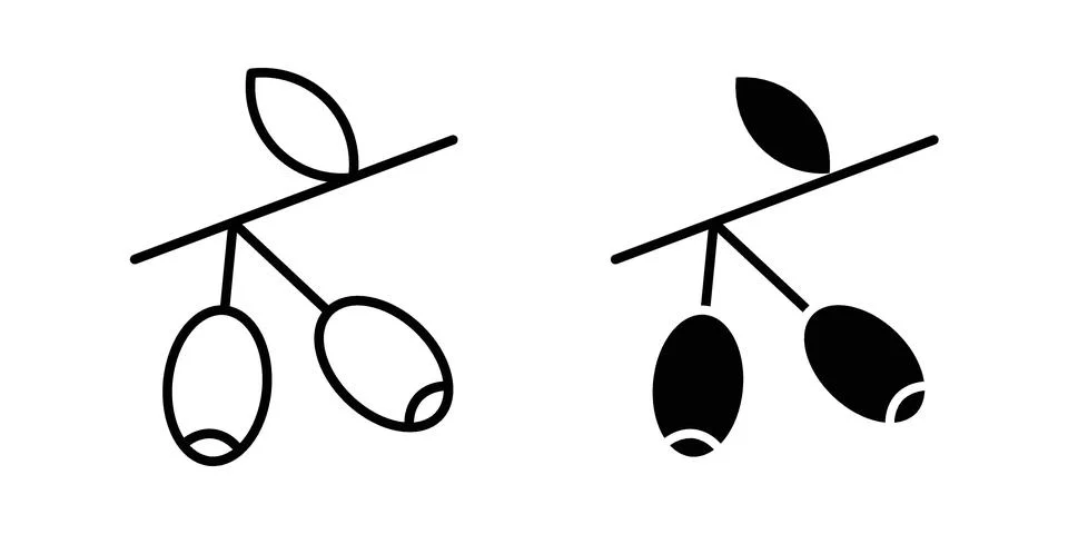 Jujube icon linear versions pack on white background Stock Illustration