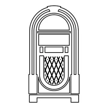 Jukebox Juke box automated retro music concept vintage playing device icon ou Ilustración de archivo