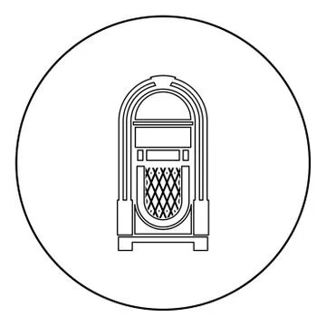 Jukebox Juke box automated retro music concept vintage playing device icon in Ilustración de archivo
