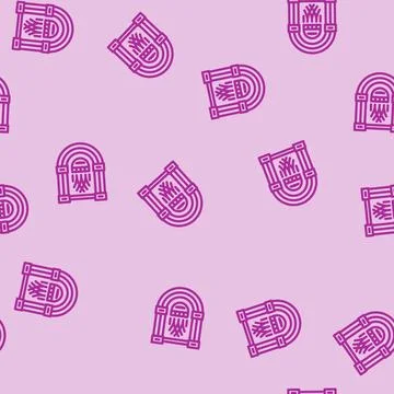 Jukebox retro music line vector seamless pattern Illustrazione stock
