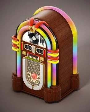 Jukebox standing on brown background. 3D illustration Illustrazione stock