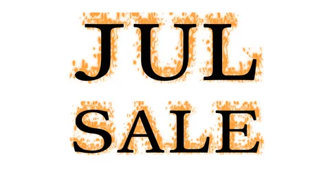 Jul Sale fire text effect white isolated background Stock Footage 137992952