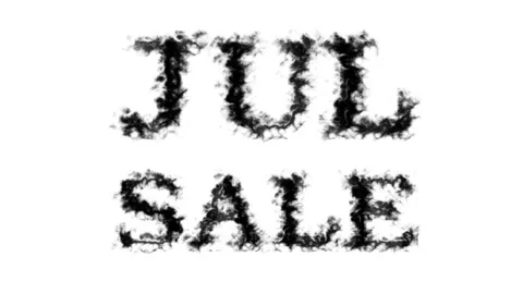 Jul Sale smoke text effect white isolated background Stock Footage 139626432