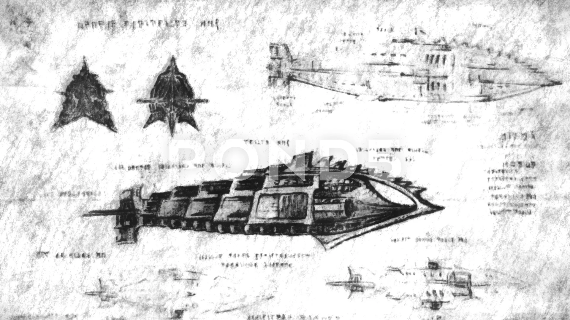 Jules Verne Nautilus Submarine sketch, Stock Video