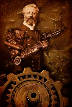 Jules Verne SteamPunk 스톡 일러스트