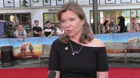 Jules Williamson is being interviewed for 'Off the Rails' on red carpet - 2021 Video stock 161186874