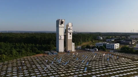 Julich Solar Tower, experimental concentrated solar power CSP tower. Solar 스톡 동영상 314221925